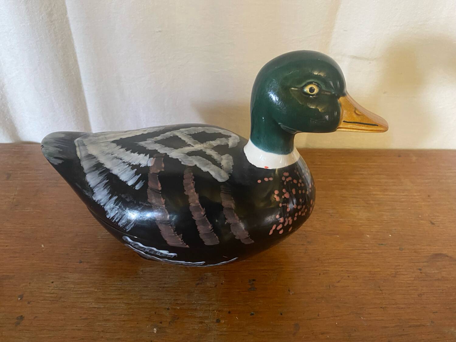 Vintage michel caugant duck-shaped ceramic terrine, france