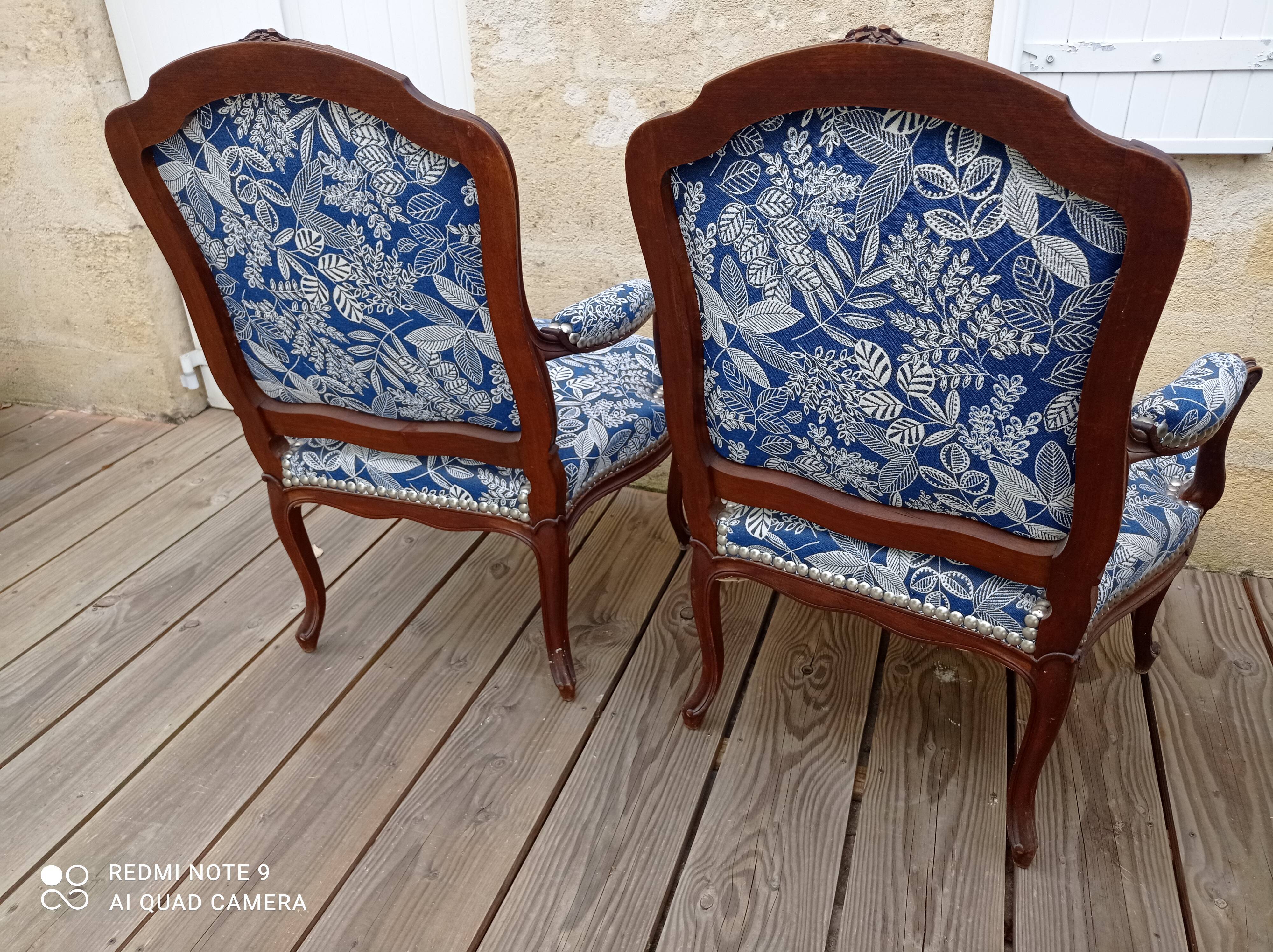 Pair of Louis XV style armchairs