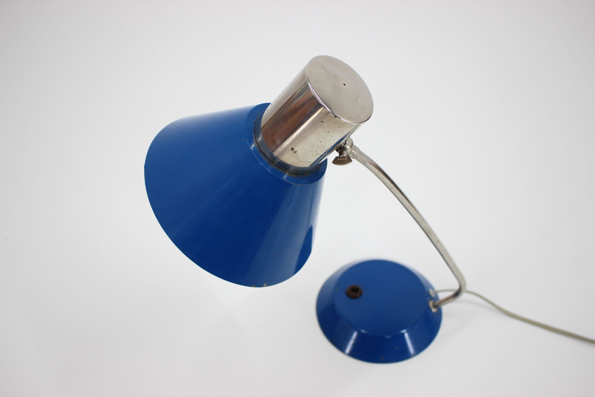 1950s vintage blue table lamp Czechoslovakia