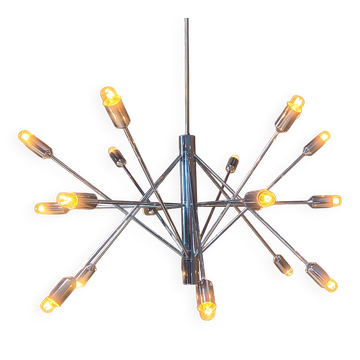 Vintage chrome sputnik style chandelier, 1970s