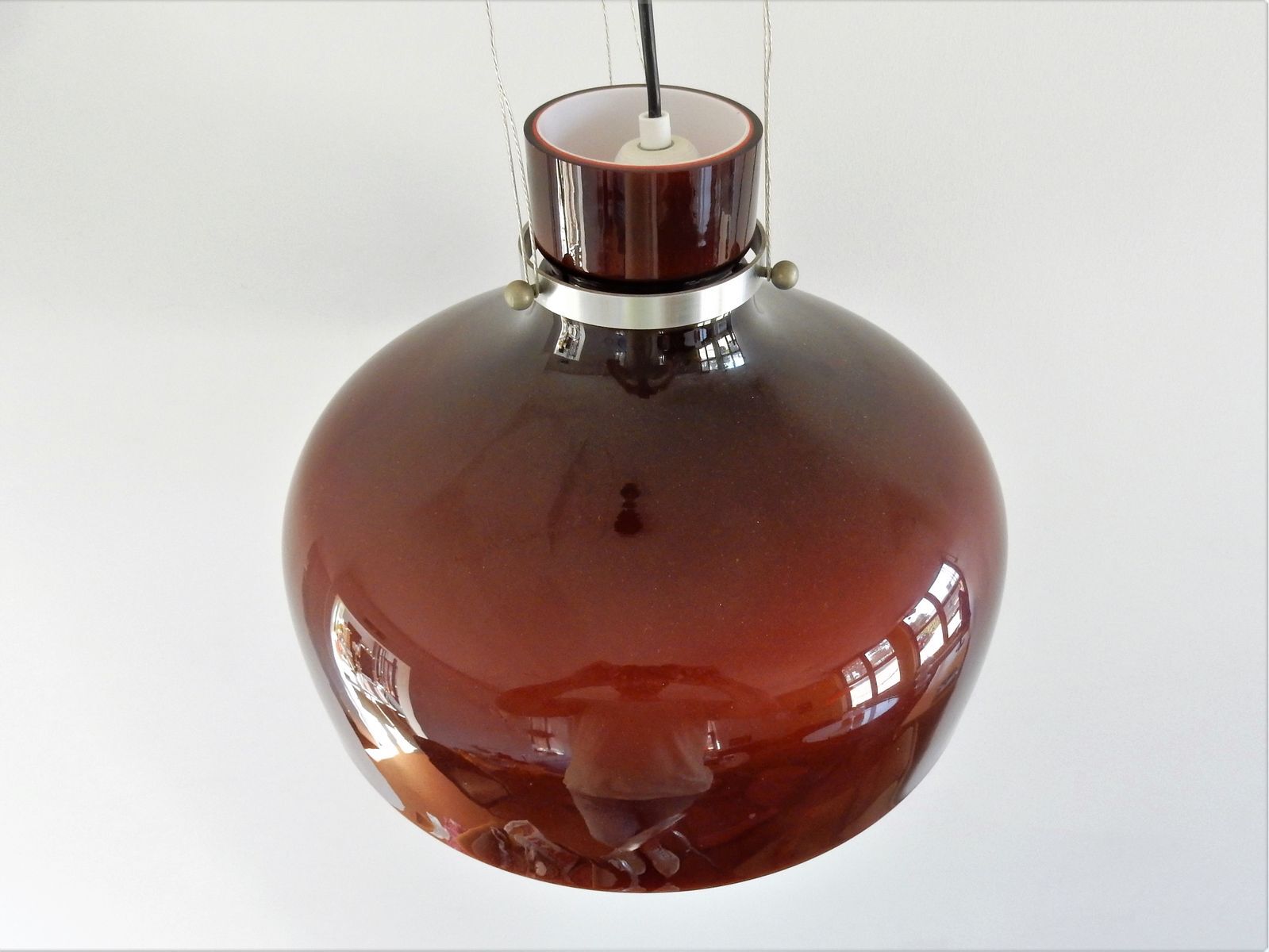 Vintage glass suspension in red-brown 1970s