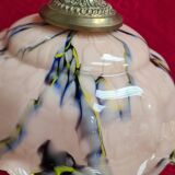 Art Nouveau bronze lamp with very beautiful opaline, Lucien Gau, 54x25