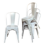 Set of 4 Tolix-style metal chairs
