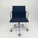 Blue fabric office chair, ICF - Charles Eames, Ray Eames - EA108 aluminum group