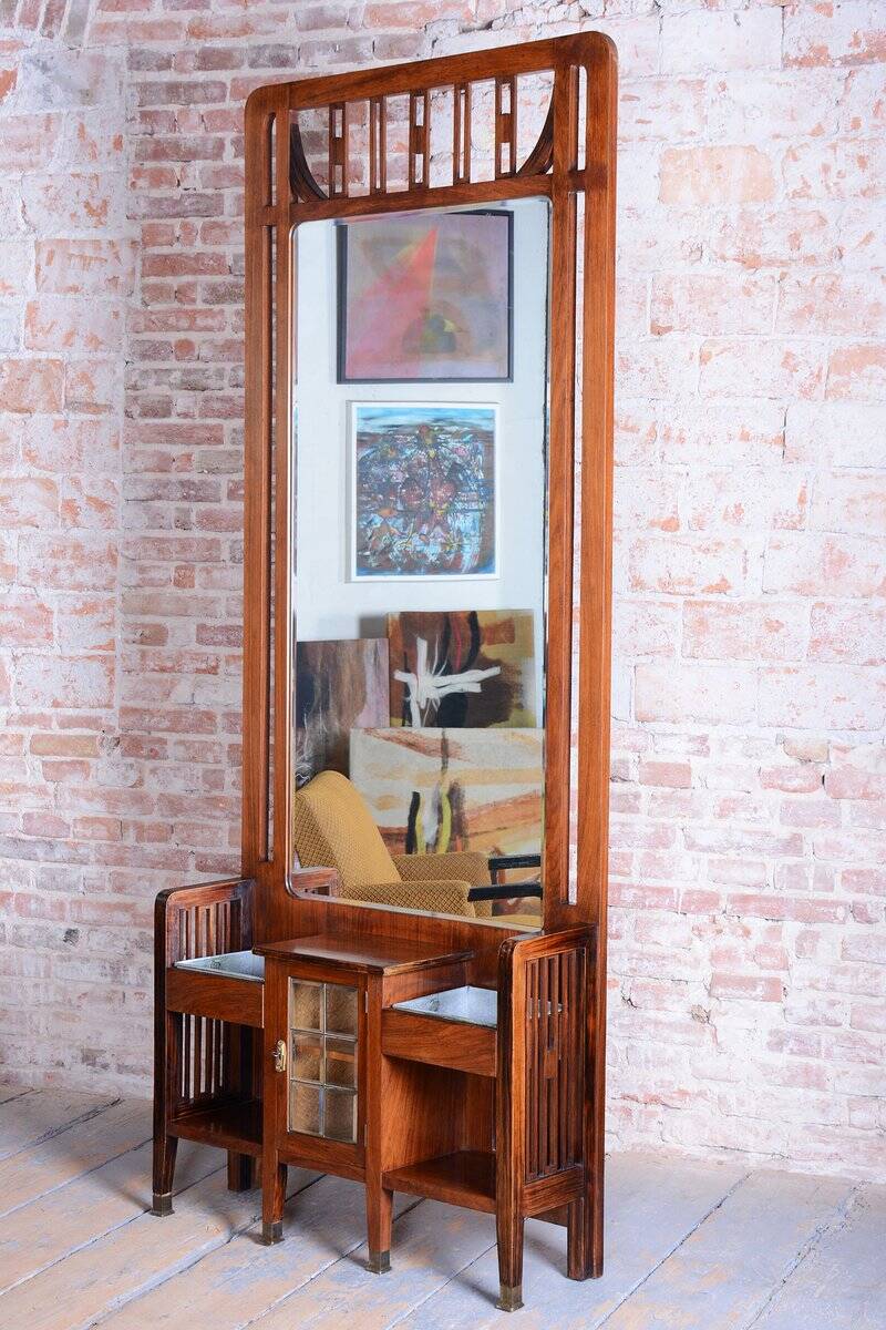 Art Deco Dressing Mirror in Palisander attributed to J.F.M. Hoffmann, Czech, 1910s