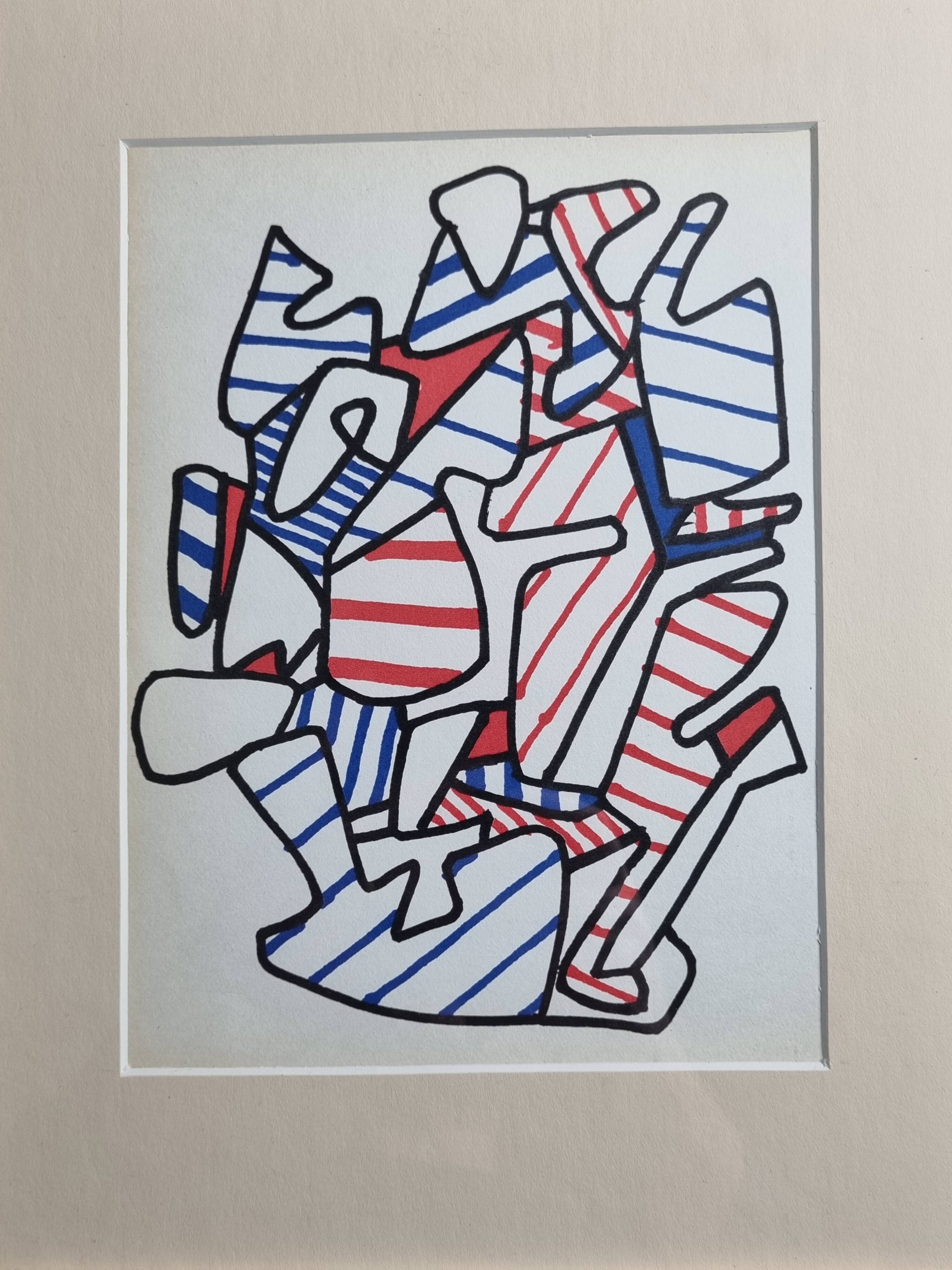 Screenprint after Jean Dubuffet framed under glass 25 cm by 33 cm