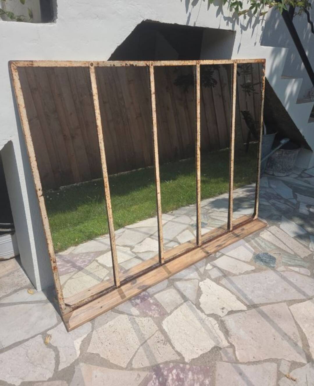 Industrial glass frame mirror