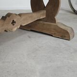 Large 19th century elm monastery table with solid top