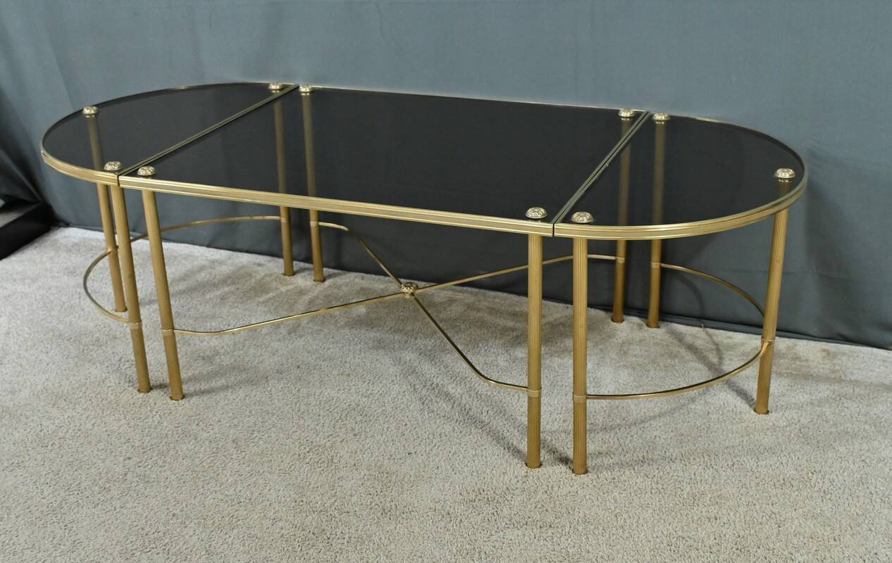 Tripartite Glass Coffee Table, Maison Baguès style – 1950