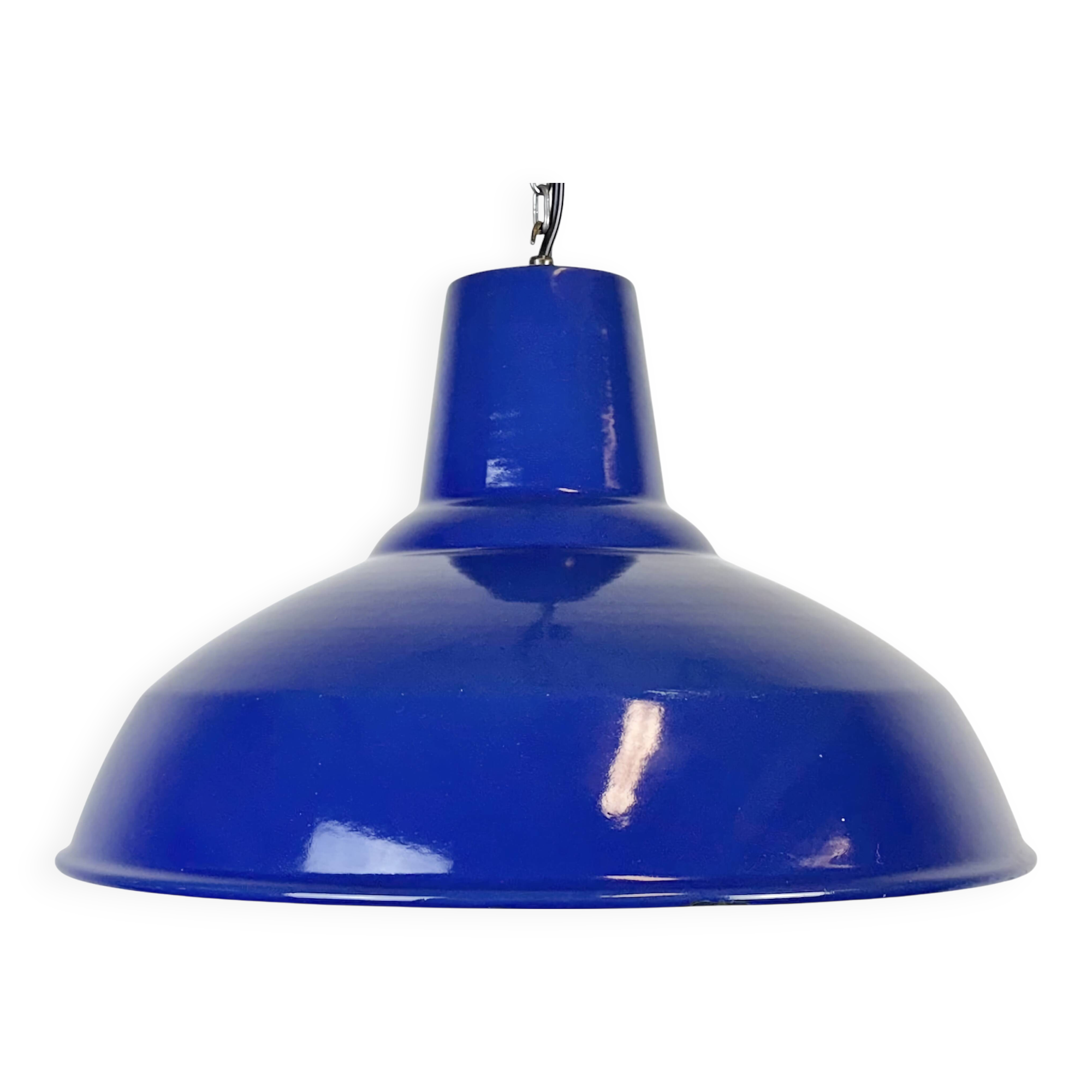 Industrial Blue Enamel Factory Pendant Lamp, 1960s