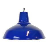 Lampe à suspension industrielle en émail bleu, années 1960