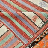 5x8 Orange & Red Striped Vintage Kilim Rug, 173x255Cm SK 32784