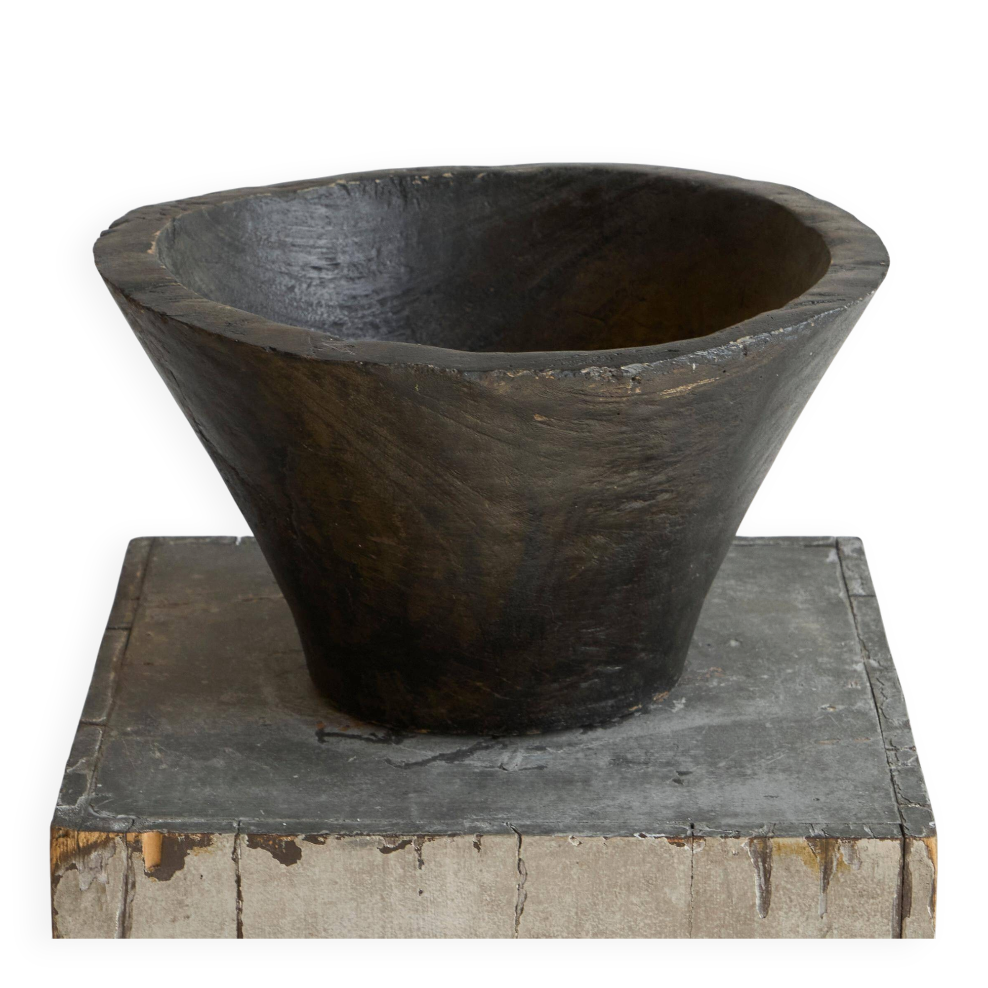 Grande coupe antique style Wabi Sabi en bois 19e siècle