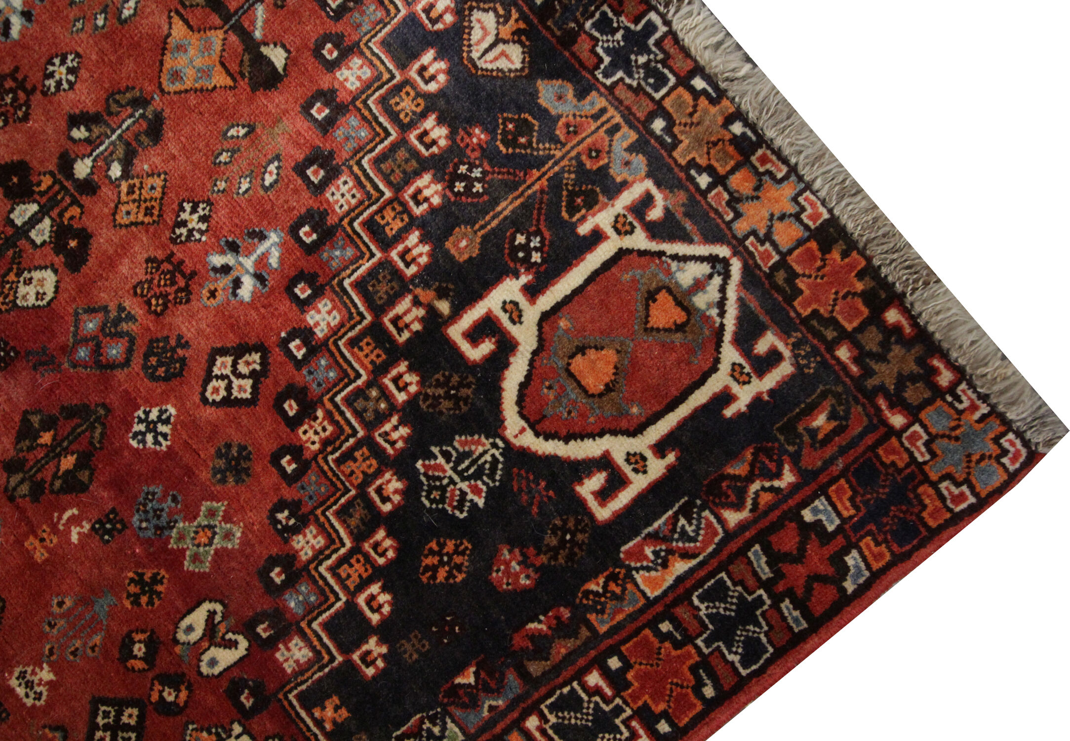 Vintage Persian Qashqai Handmade Wool Shiraz Rug- 119x243cm