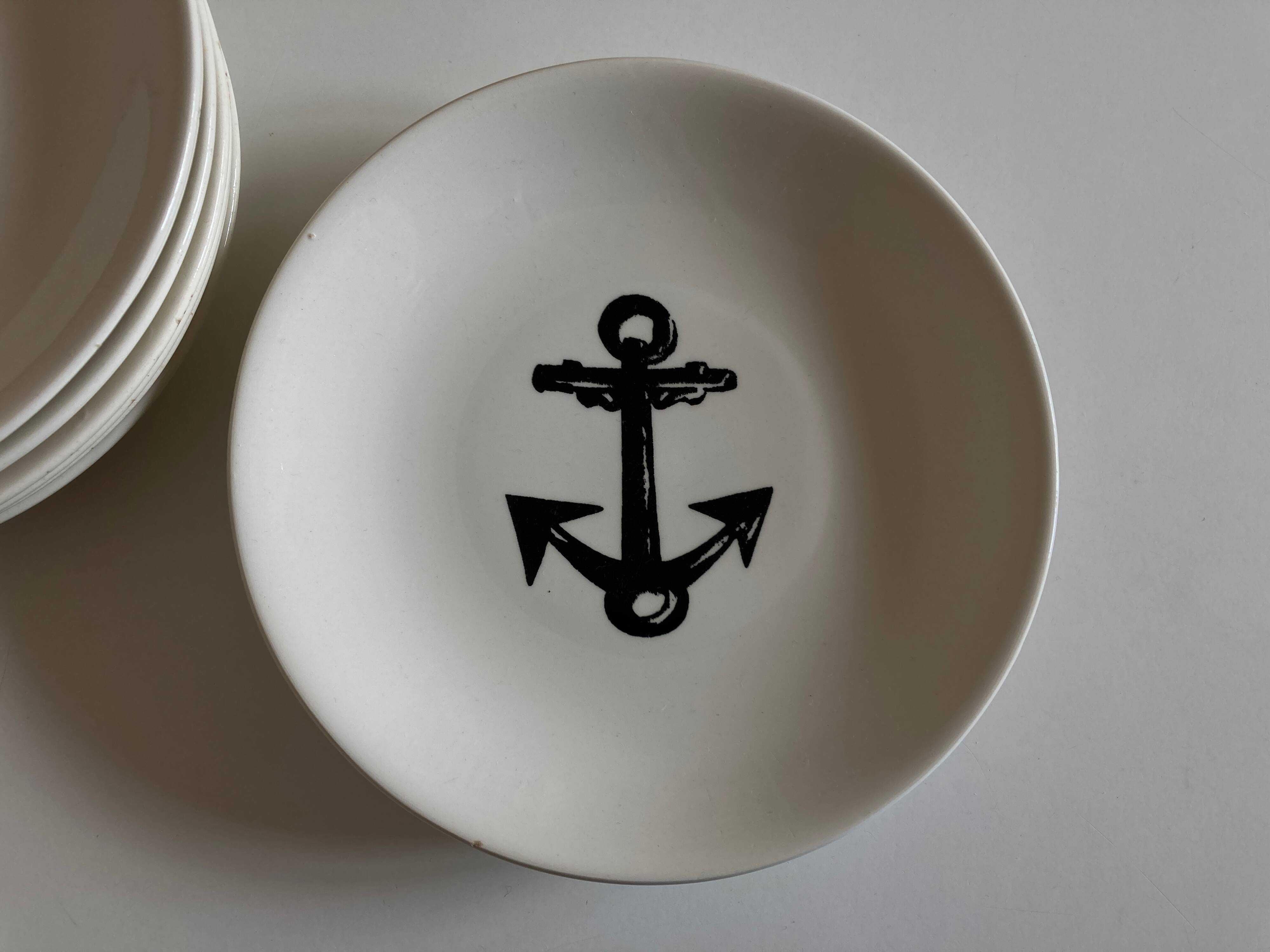 Set of 8 plates by Gien for Atelier Primavera 1960 Anchor