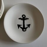 Set of 8 plates by Gien for Atelier Primavera 1960 Anchor