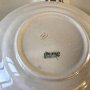 set of 5 large flat plates in Terre de Fer Longchamp model Belleville late 19th century