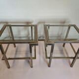 Pair of end of sofas in brushed iron signed Guy Lefevre