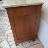 Low art-deco wood and marble chest of drawers