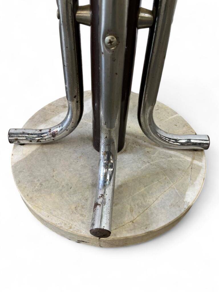Vintage space age style floor standing coat rack with chrome/brown finish
