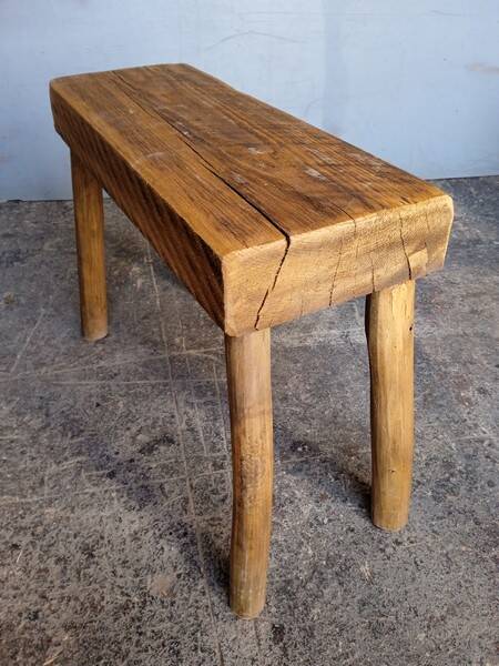 Bench / stool 50 cm old solid wood with patina