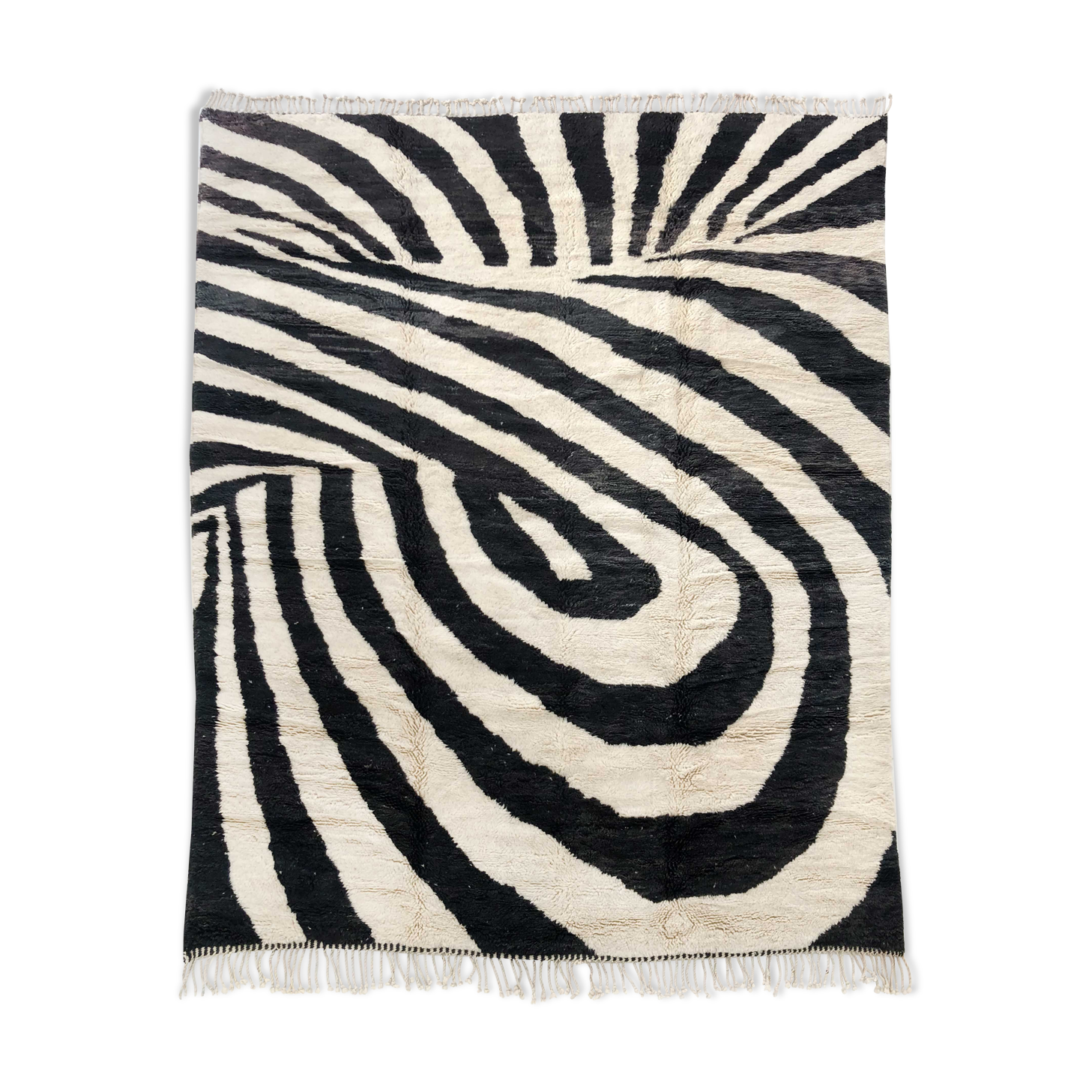 Moroccan berber carpet m'rirt ecru and black 3,43x2,39m
