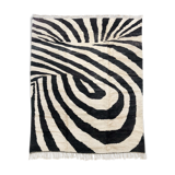 Moroccan berber carpet m'rirt ecru and black 3,43x2,39m
