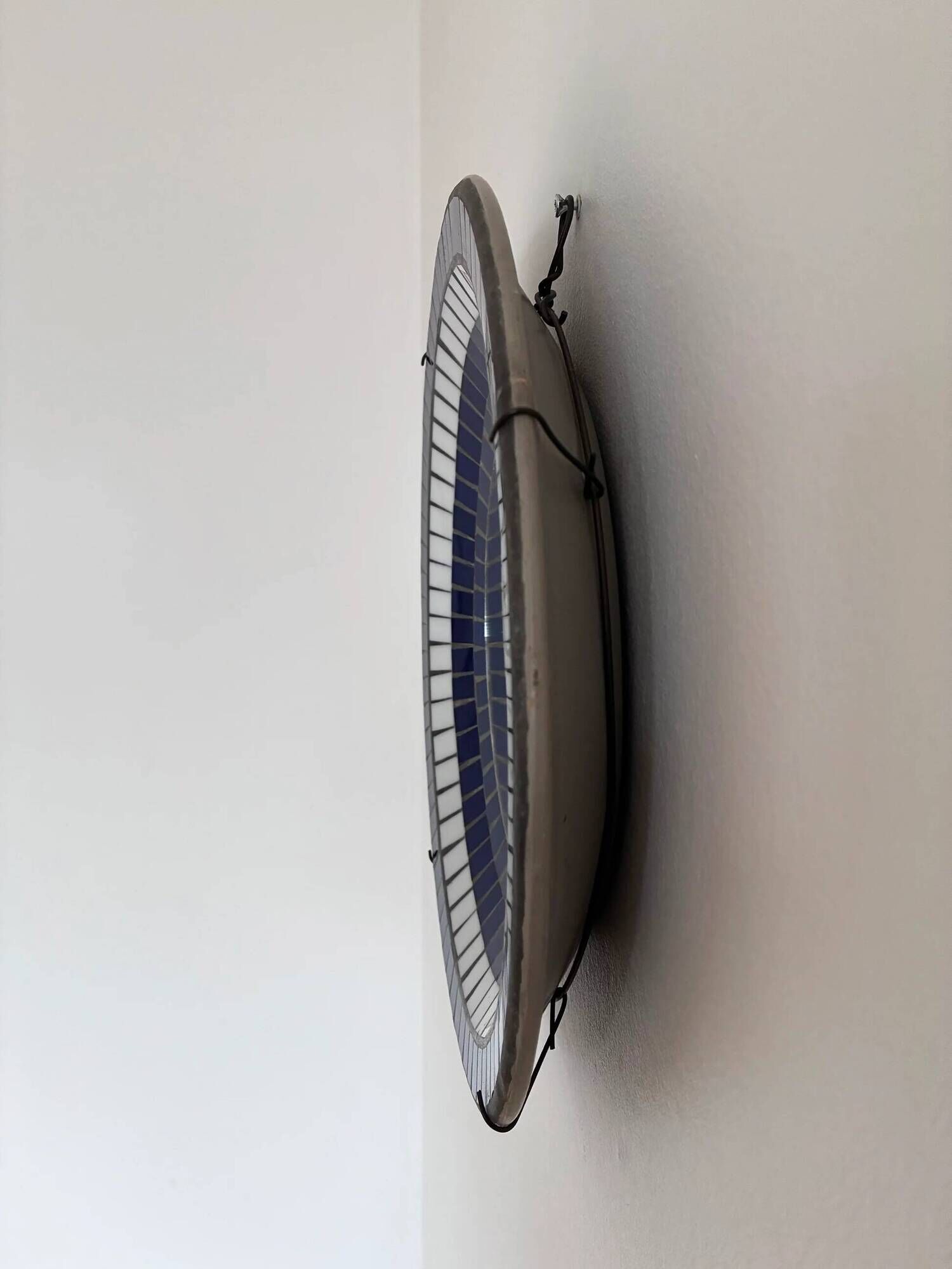Vintage Danish round mosaic wall mirror, marked B. J. H. Moller, 1970s