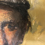 Oil on canvas portrait of an old man with a pipe