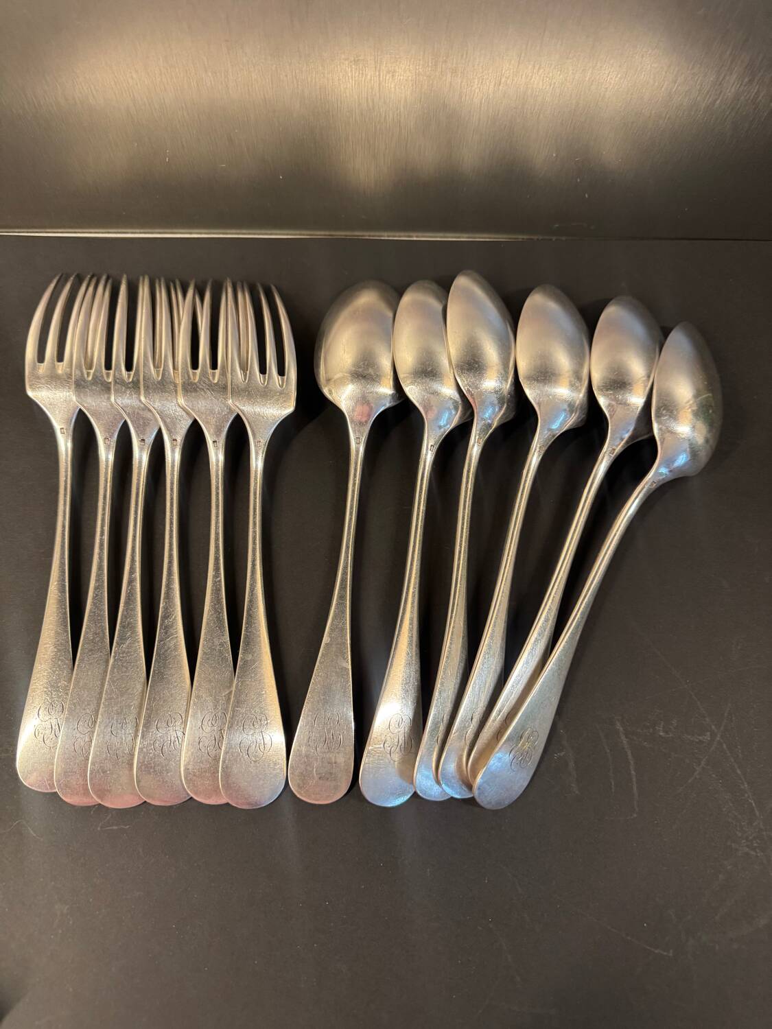Set of 12 silver-plated cutlery sets, circa 1888