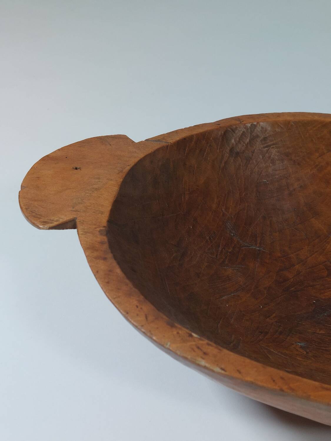 Vintage wooden fruit bowl hand-carved.