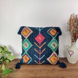 Coussin inspiration berbère bleu Azilal 45x45 cm