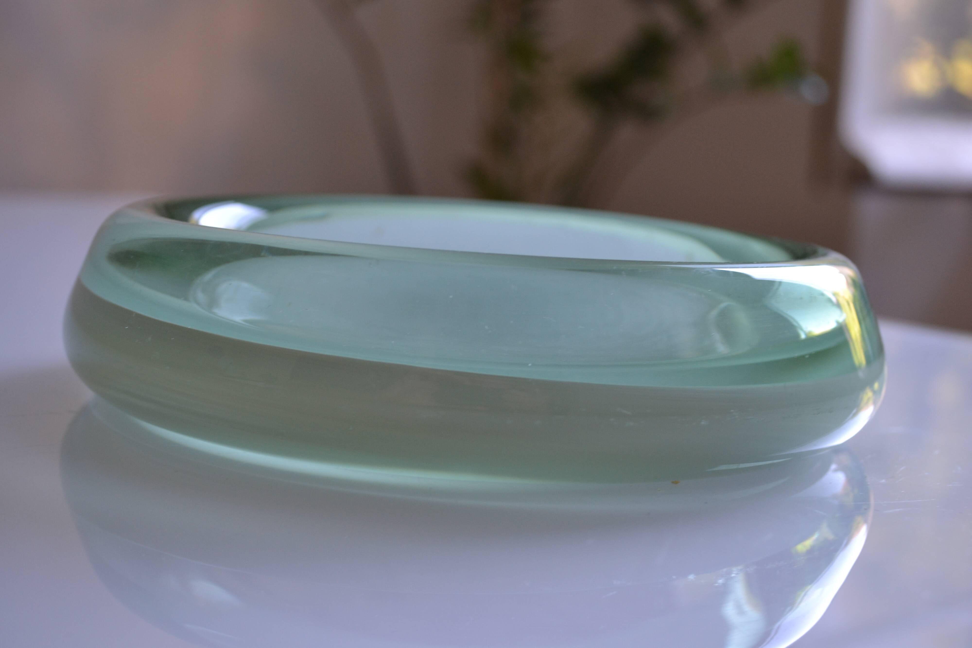 60's pocket tray Murano glass light green Italy