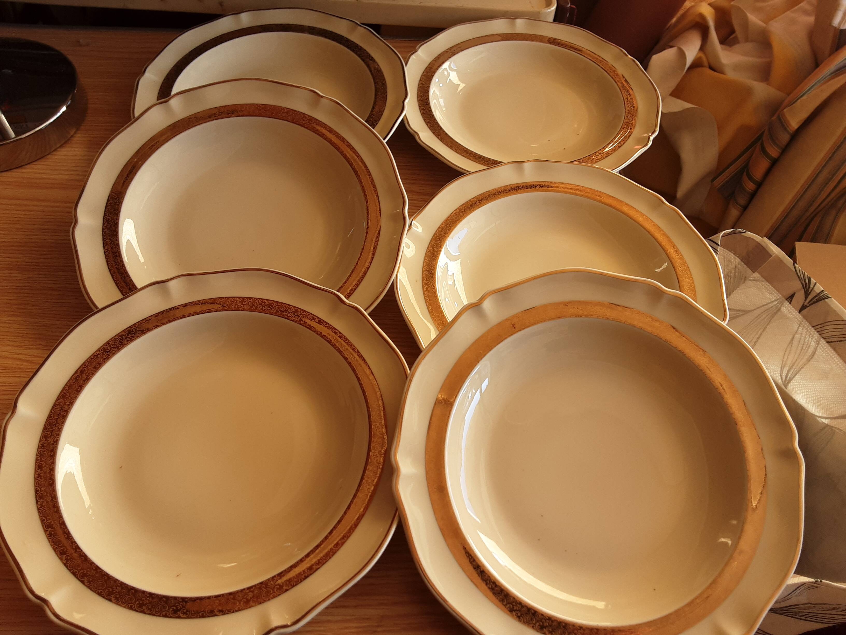 6 semi flat plates art porcelain limoges r. leclair burdet grenoble