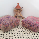 Set of 2 Moroccan poufs in carpets