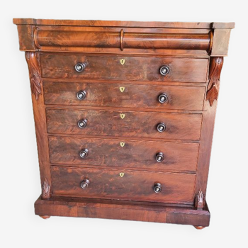 English style mahogany chest of drawers with 6 drawers