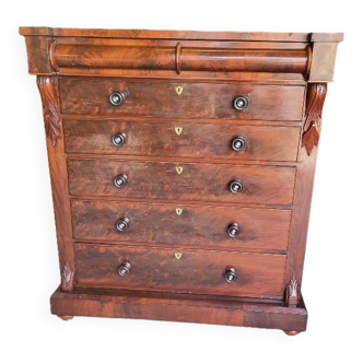 English style mahogany chest of drawers with 6 drawers