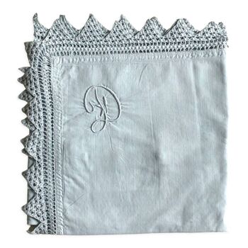 Antique blue cotton pillowcase