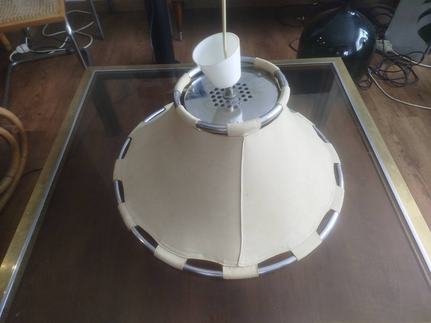 Scandinavian leather pendant light – Anna Ehrner for Ateljé Lyktan – vinta