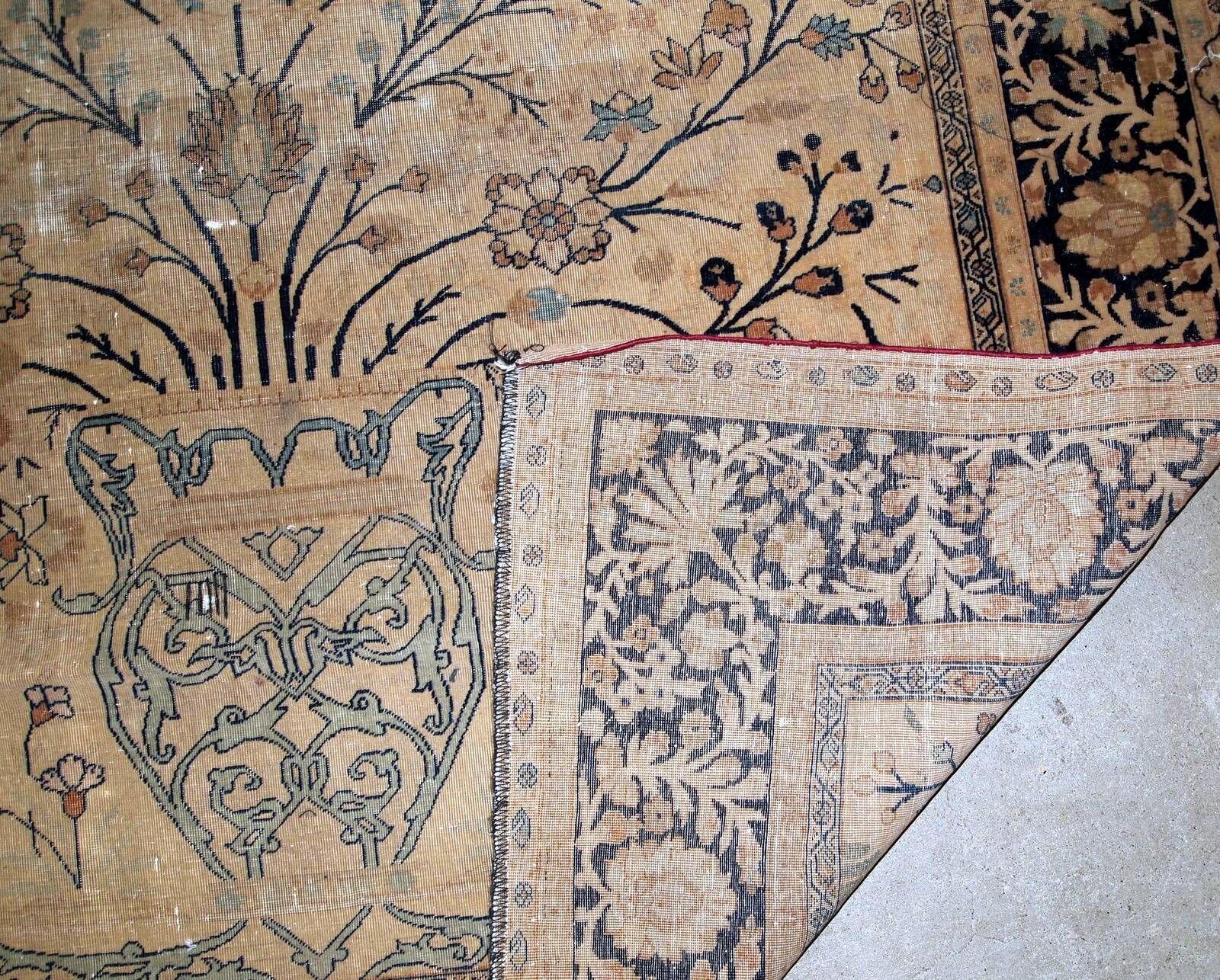 Handmade antique prayer Indo-Moktasham rug 4' x 6.2' (122cm x 189cm) 1880s