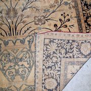 Handmade antique prayer Indo-Moktasham rug 4' x 6.2' (122cm x 189cm) 1880s