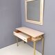 Postmodern pale pink formica and brass console with wall mirror, italy