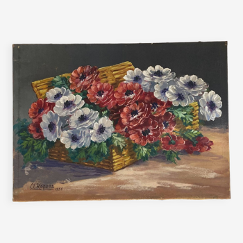 Oil on canvas, still life from the 1950s