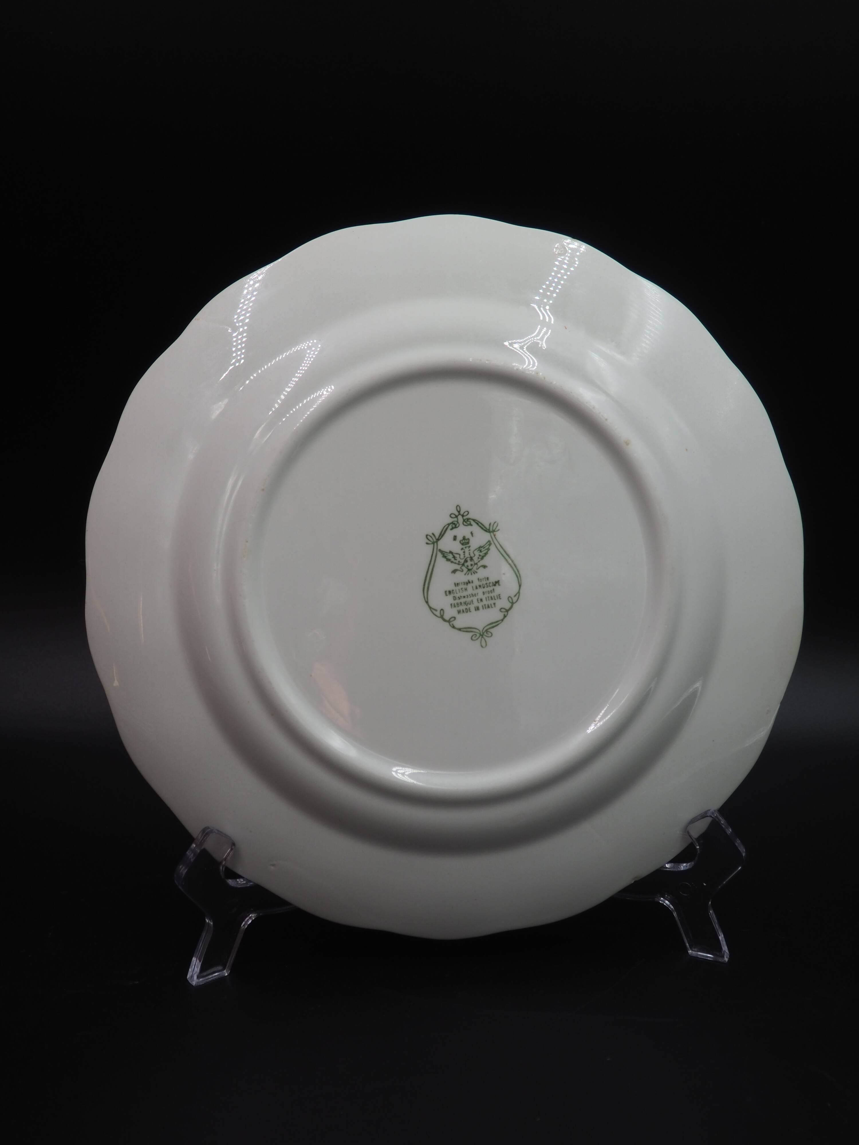 5 red English Landscape pattern dinner plates