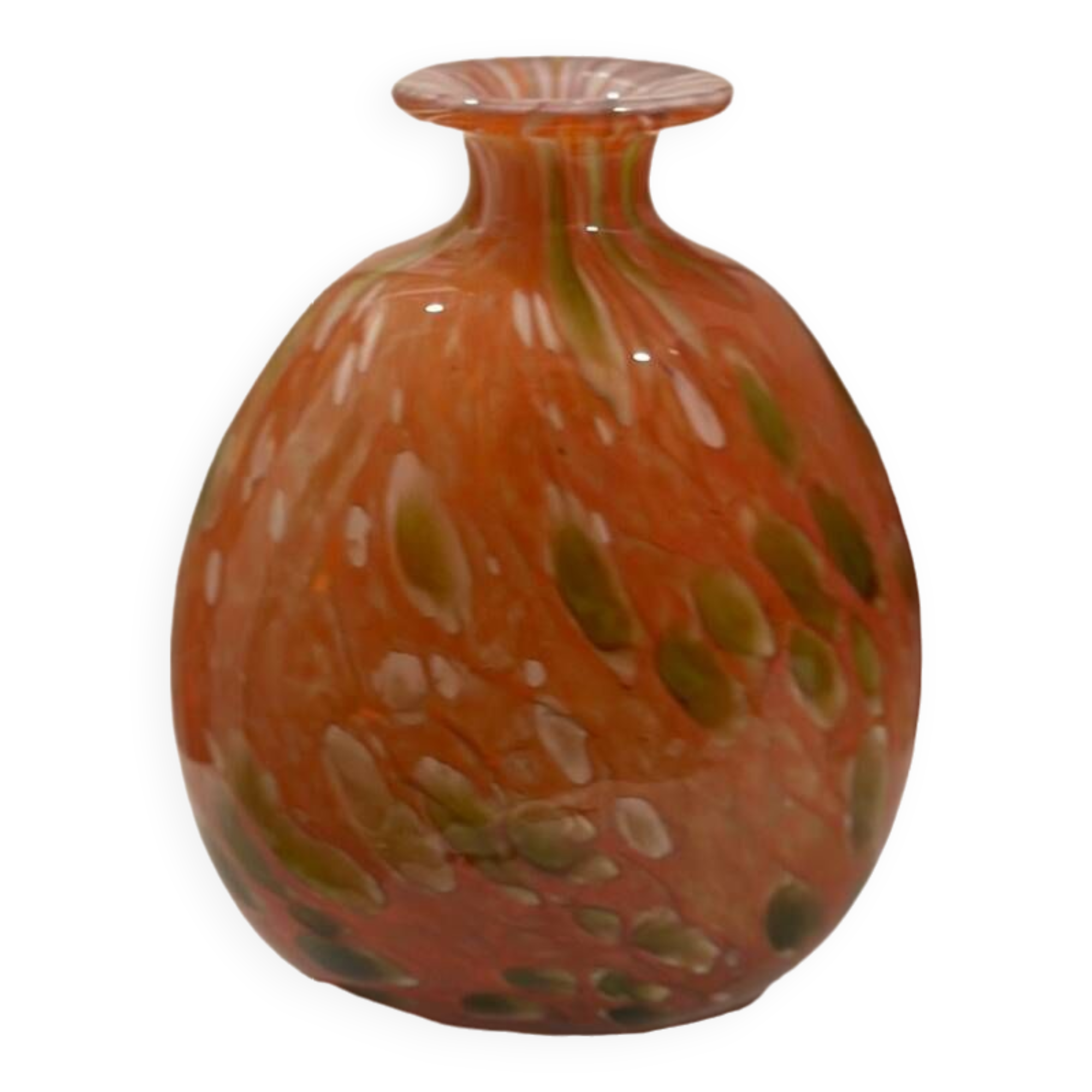 Blown glass balloon vase from mdina glass malta, 1970 red murano glass paste