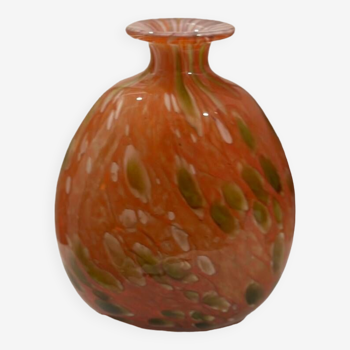 Blown glass balloon vase from mdina glass malta, 1970 red murano glass paste