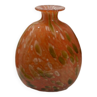 Blown glass balloon vase from mdina glass malta, 1970 red murano glass paste