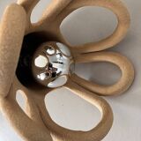 Suspension in the shape of a flower made of handcrafted ceramic, raw red stoneware mid-century.