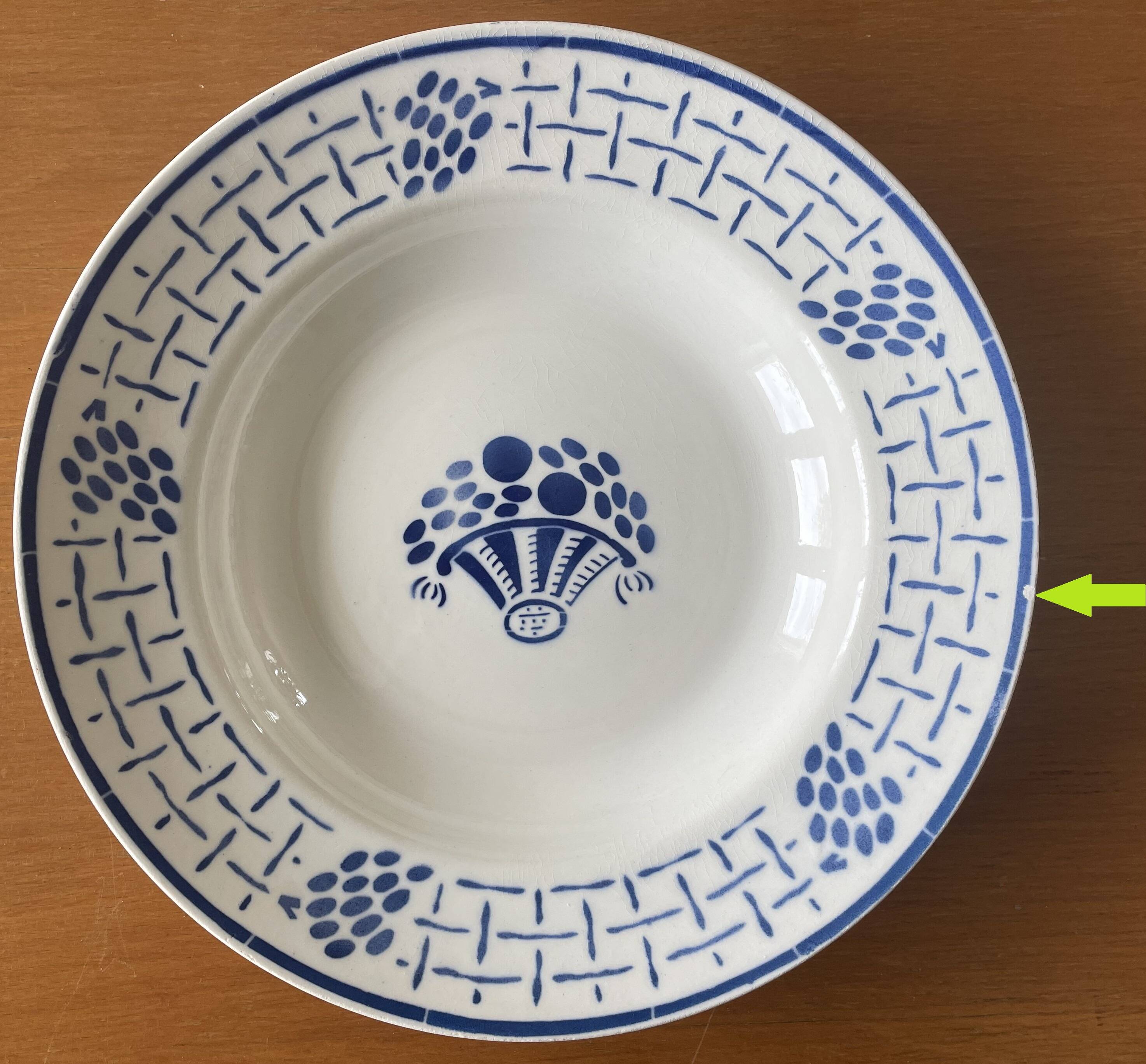 5 antique deep plates in badonviller earthenware