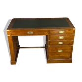 Bureau de style marine dessus de cuir et poignées laiton